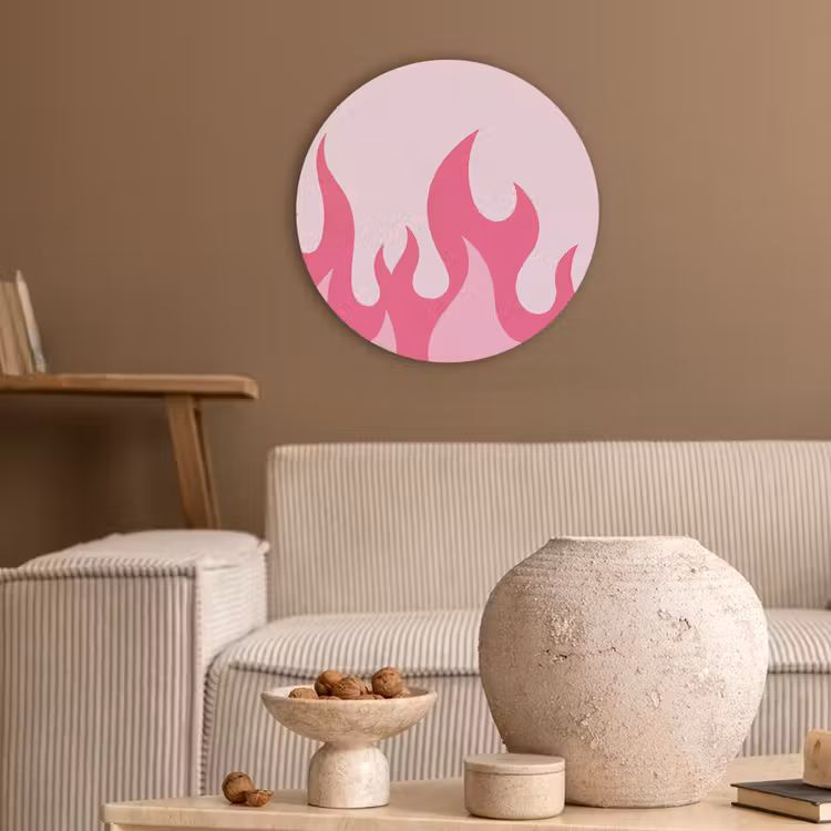 Vlammen - Patroon - Abstract - Modern - Roze Akoestische PET Vilt - Rond klein -sfeer1