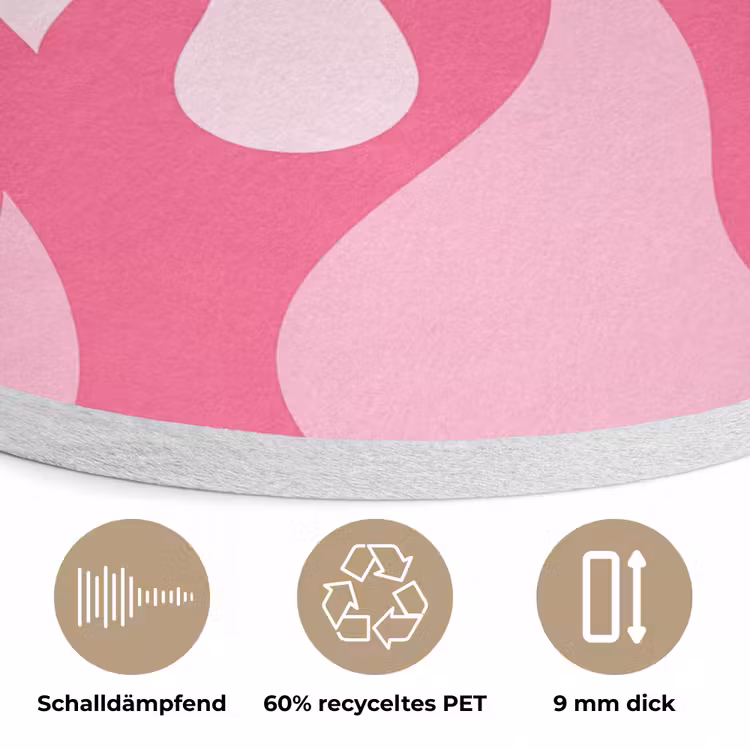 Vlammen - Patroon - Abstract - Modern - Roze Akoestische PET Vilt - Rond klein -closeup_DE