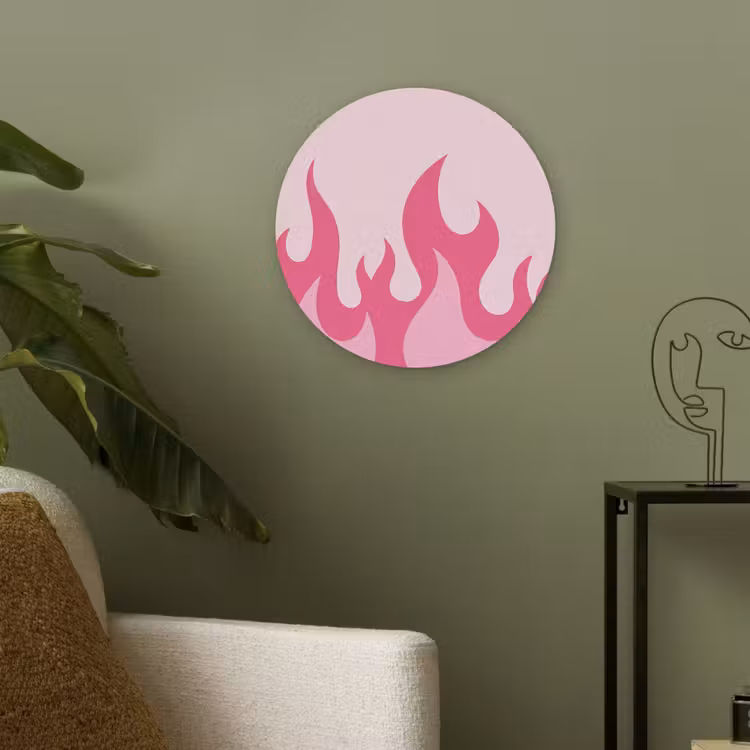 Vlammen - Patroon - Abstract - Modern - Roze Akoestische PET Vilt - Rond klein -sfeer2
