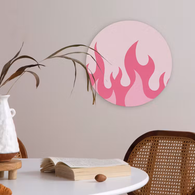 Vlammen - Patroon - Abstract - Modern - Roze Akoestische PET Vilt - Rond klein -sfeer3
