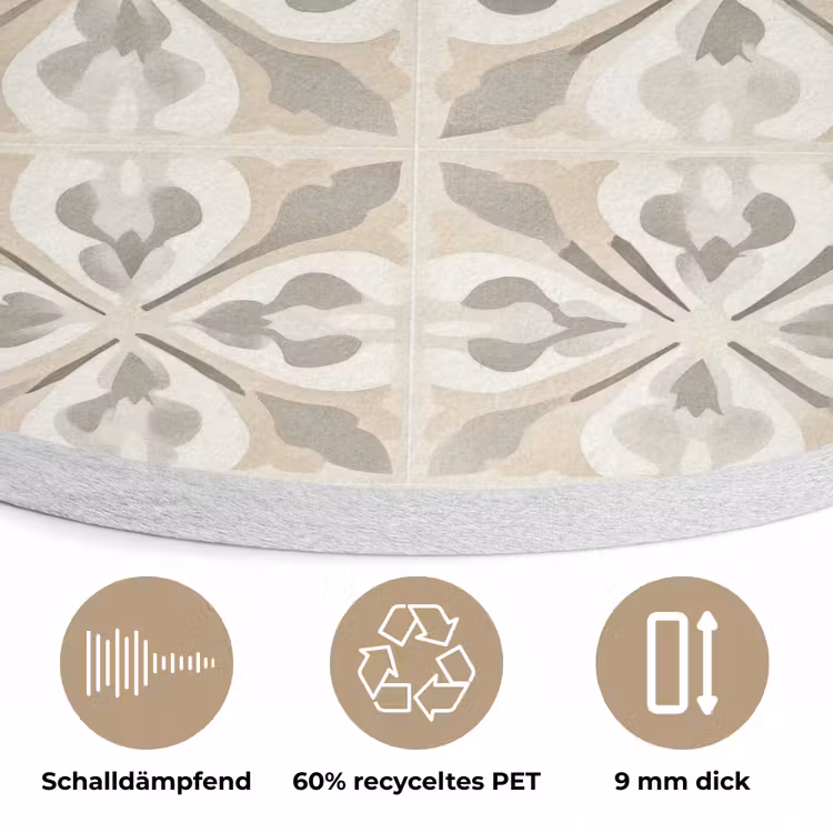 Tegel - Motief - Beige Akoestische PET Vilt - Rond klein 838 -closeup_DE