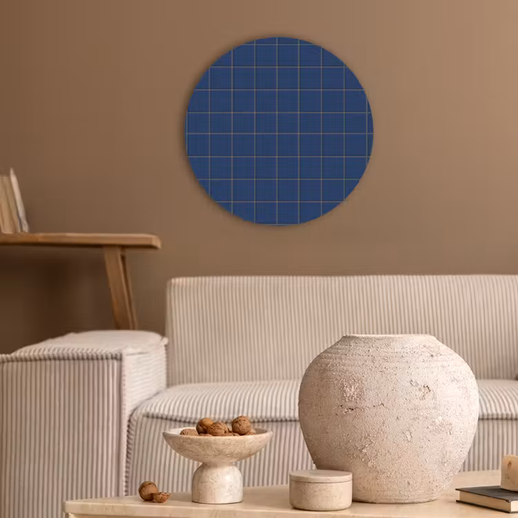 Tegel - Patroon - Blauw Akoestische PET Vilt - Rond klein 838 -sfeer1