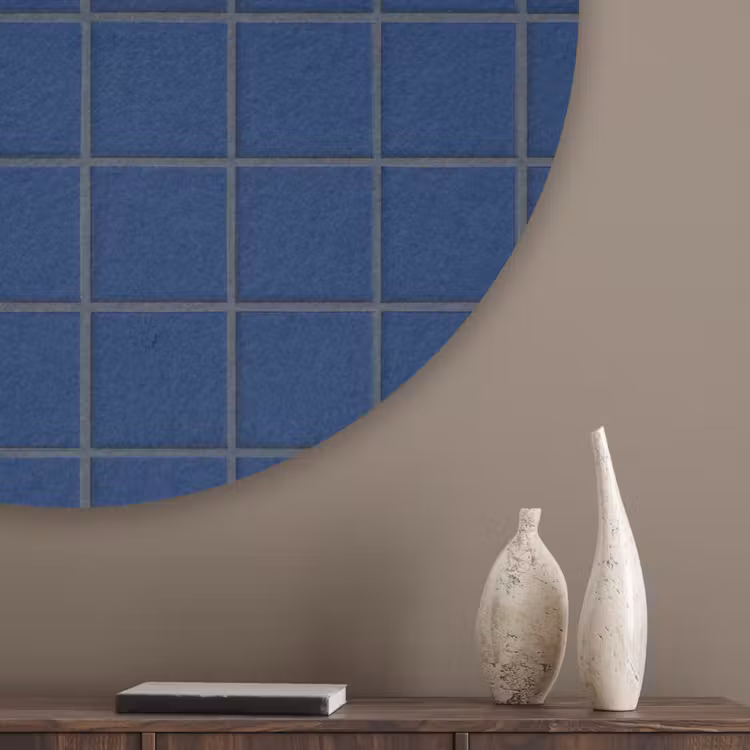 Tegel - Patroon - Blauw Akoestische PET Vilt - Rond klein 838 -sfeer5_closeup