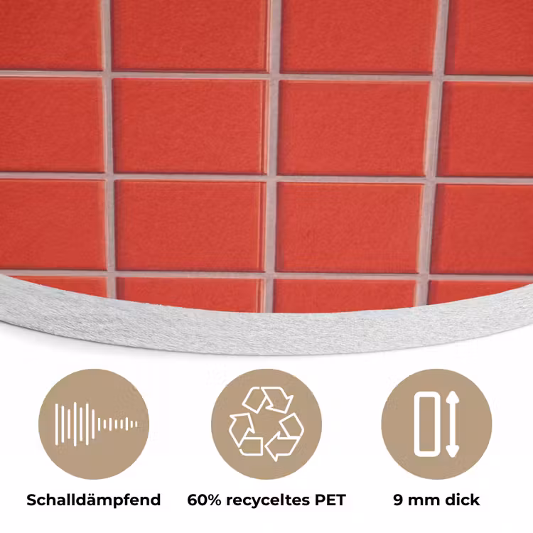 Tegel - Patroon - Kersen - Rood Akoestische PET Vilt - Rond klein 838 -closeup_DE