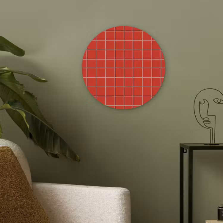 Tegel - Patroon - Kersen - Rood Akoestische PET Vilt - Rond klein 838 -sfeer2