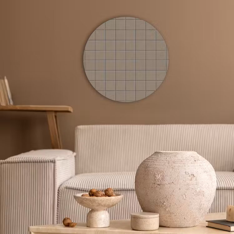 Tegel - Patroon - Taupe Akoestische PET Vilt - Rond klein 838 -sfeer1