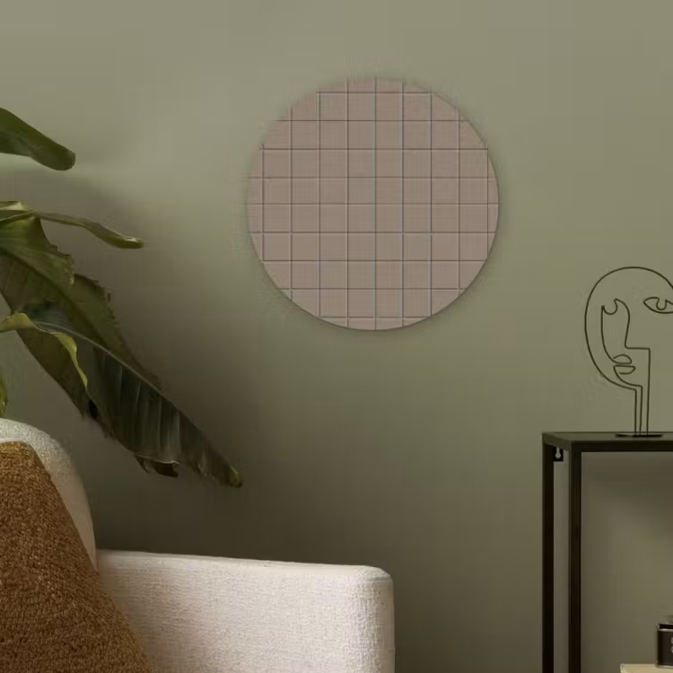 Tegel - Patroon - Taupe Akoestische PET Vilt - Rond klein 838 -sfeer2