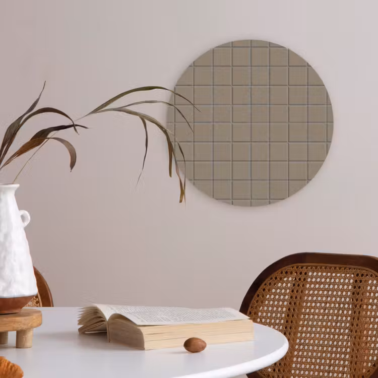 Tegel - Patroon - Taupe Akoestische PET Vilt - Rond klein 838 -sfeer3