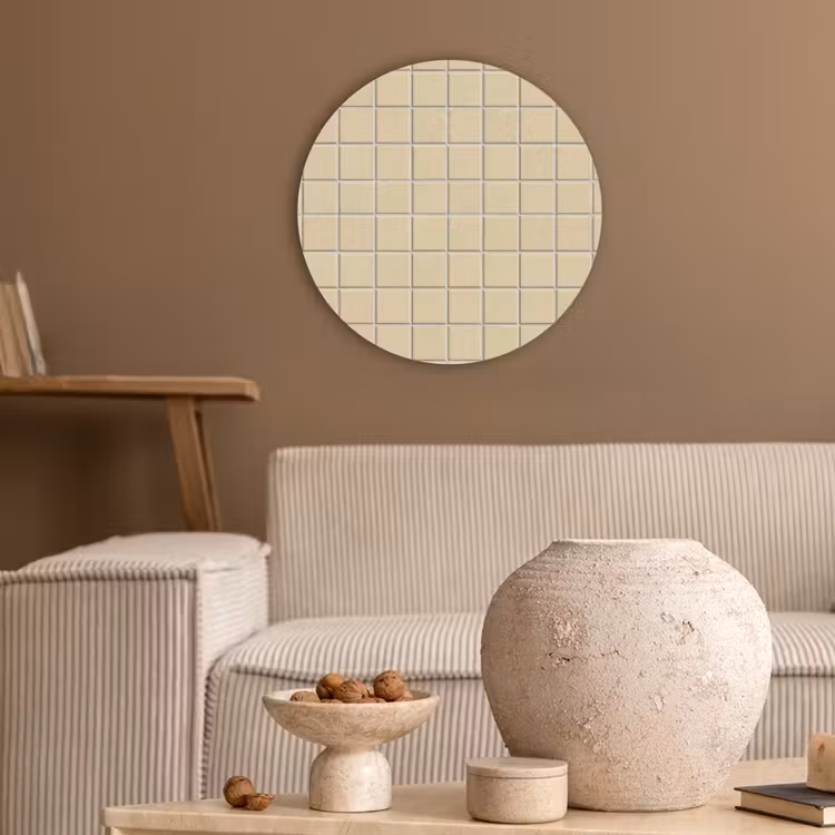 Tegels - Patroon - Crème Akoestische PET Vilt - Rond klein 838 -sfeer1