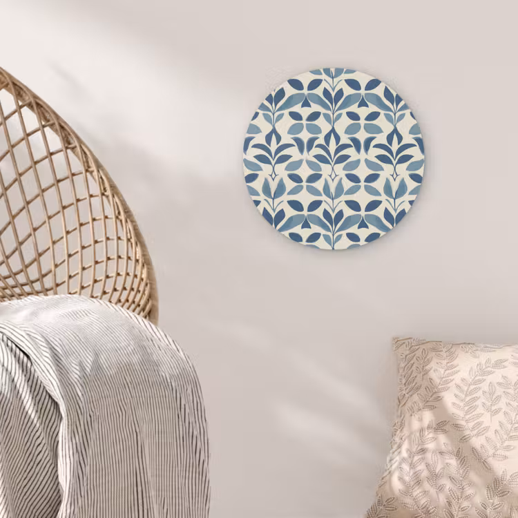 Flora - Modern - Blauw Akoestische PET Vilt - Rond klein 838 -sfeer4
