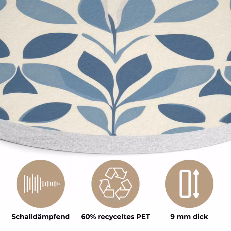 Flora - Modern - Blauw Akoestische PET Vilt - Rond klein 838 -closeup_DE