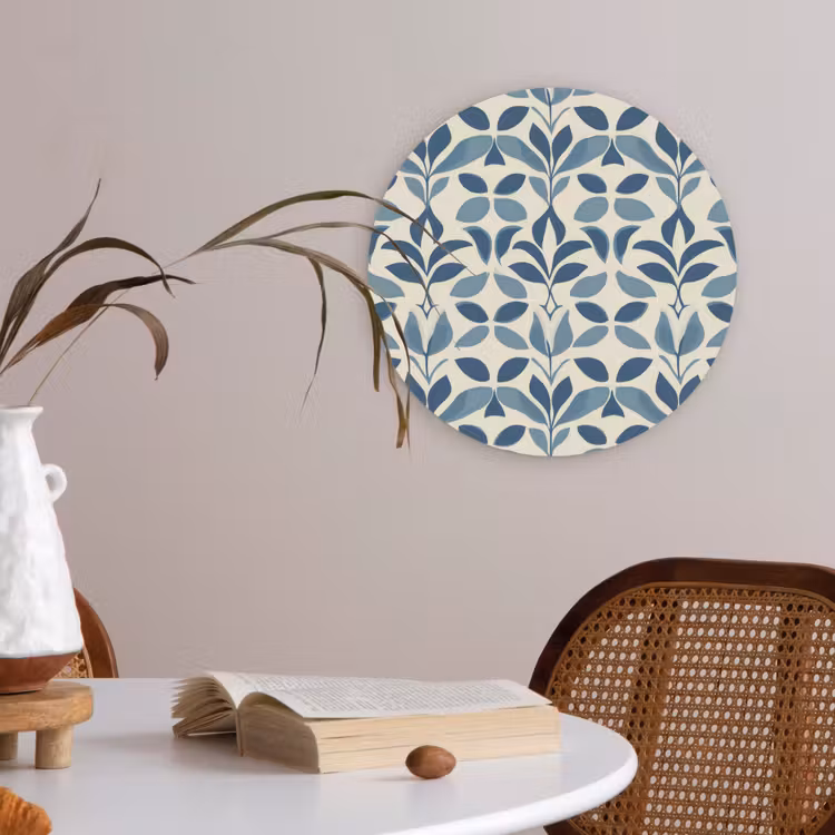 Flora - Modern - Blauw Akoestische PET Vilt - Rond klein 838 -sfeer3