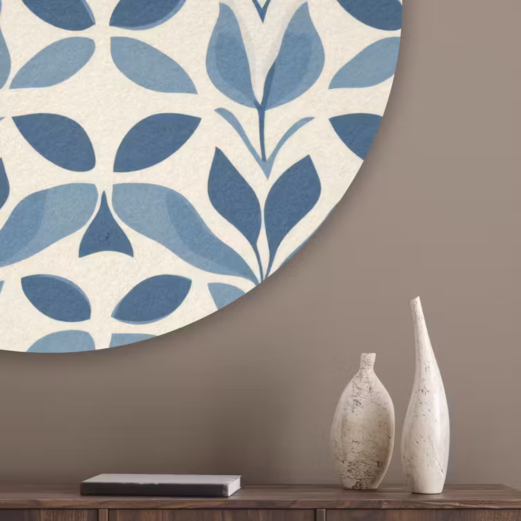 Flora - Modern - Blauw Akoestische PET Vilt - Rond klein 838 -sfeer5_closeup