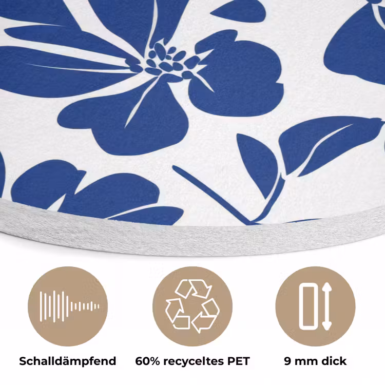 Floraal - Modern - Blauw Akoestische PET Vilt - Rond klein 838 -closeup_DE
