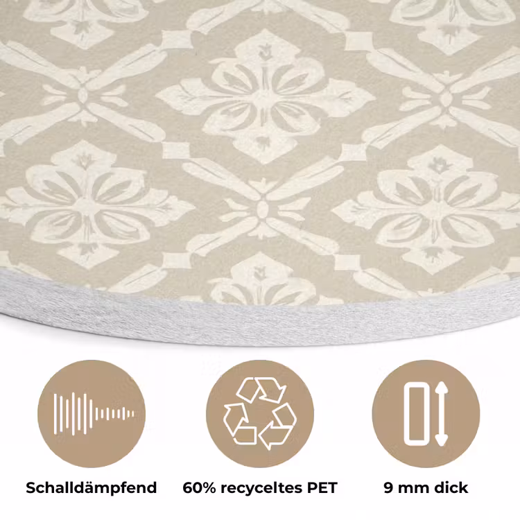 Floraal - Ornament - Beige Akoestische PET Vilt - Rond klein 838 -closeup_DE