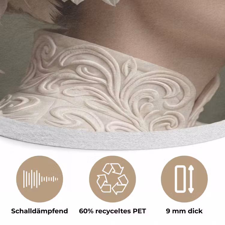 Vleugels - Vrouw - Wit Akoestische PET Vilt - Rond klein -closeup_DE