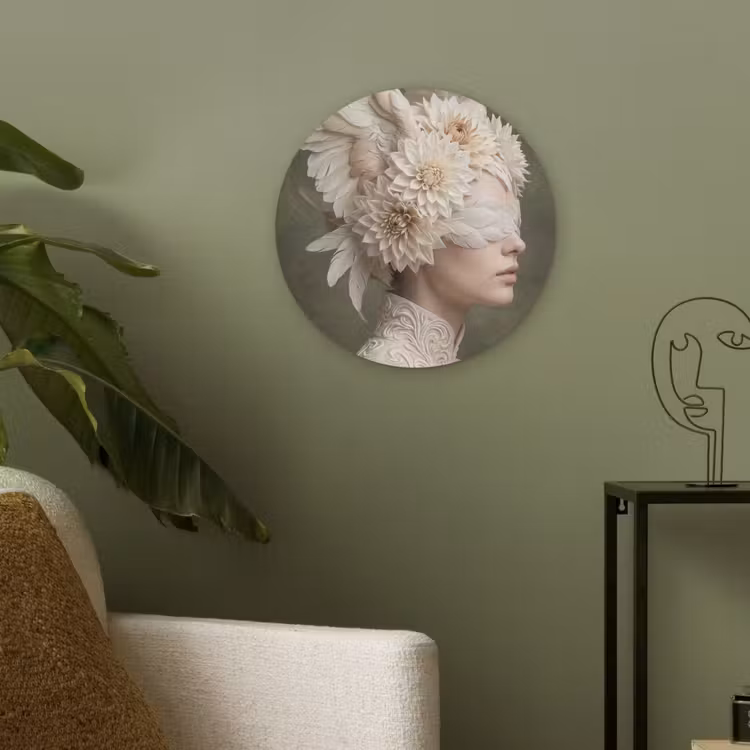 Vleugels - Vrouw - Wit Akoestische PET Vilt - Rond klein -sfeer2