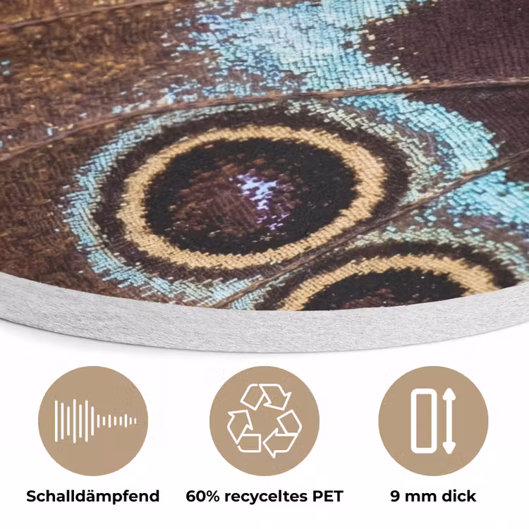 Vleugels - Vlinder - Blauw Akoestische PET Vilt - Rond klein -closeup_DE
