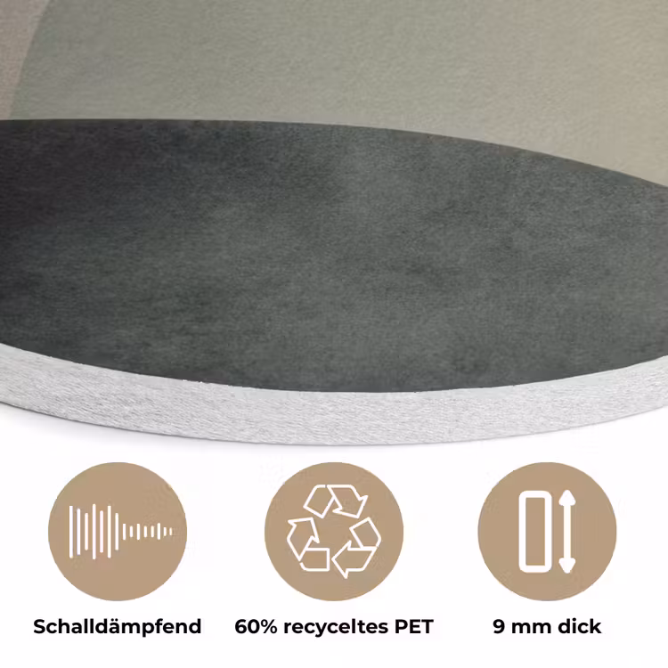 Vlakken - Abstract - Beige - Cirkels Akoestische PET Vilt - Rond klein -closeup_DE