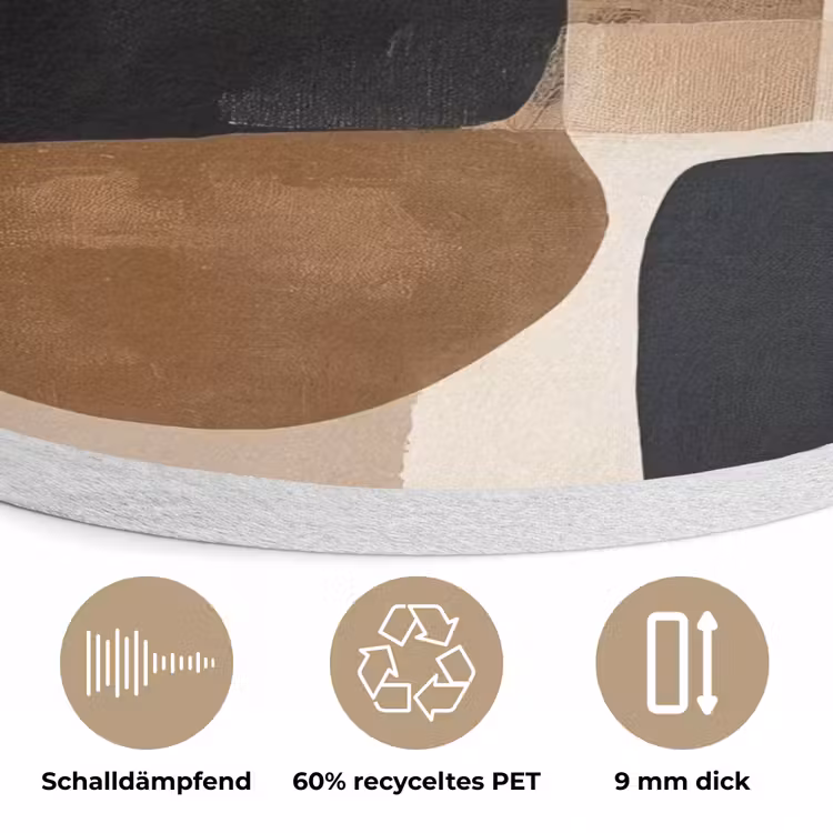 Vlakken - Abstract - Zwart - Strepen Akoestische PET Vilt - Rond klein -closeup_DE