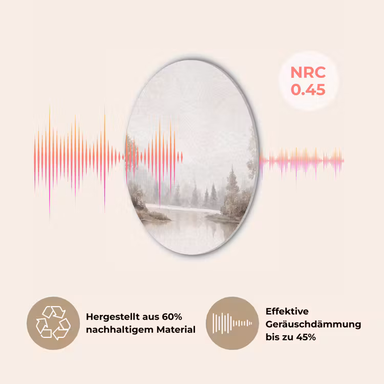 Rivierlandschap - Minimalistisch - Aardetinten Akoestische PET Vilt - Rond klein -USP_DE