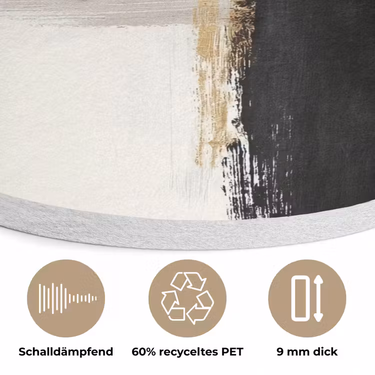 Vormen - Penseelstreken - Abstract - Goud Akoestische PET Vilt - Rond klein -closeup_DE