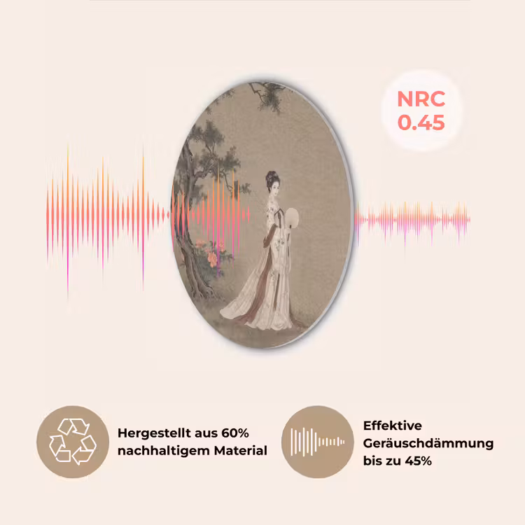 Vrouw - Azië - Kunst - Beige Akoestische PET Vilt - Rond klein -USP_DE