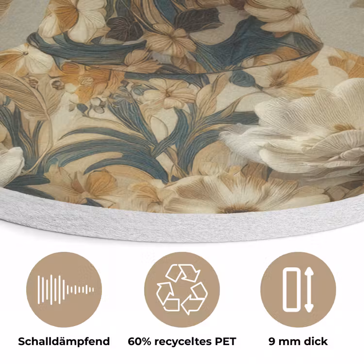 Vrouw - Bloemen - Zonnebril - Wit Akoestische PET Vilt - Rond klein -closeup_DE