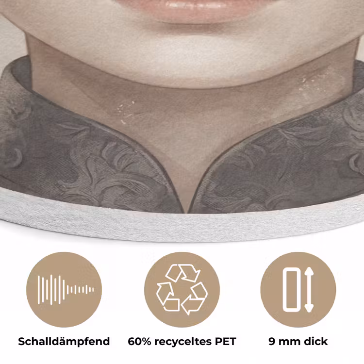 Vrouw - Sereen - Grijs Akoestische PET Vilt - Rond klein -closeup_DE