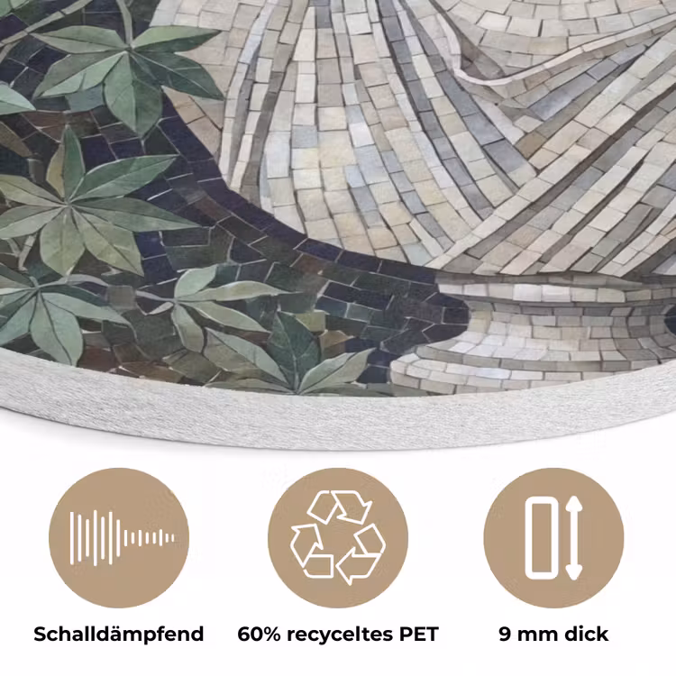 Vrouw - Klassiek - Mozaiëk - Natuur - Groen Akoestische PET Vilt - Rond klein -closeup_DE