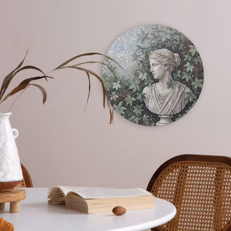Vrouw - Klassiek - Mozaiëk - Natuur - Groen Akoestische PET Vilt - Rond klein -sfeer3