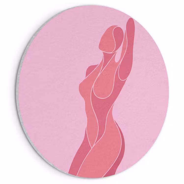 Vrouw - Lichaam - Abstract - Roze Akoestische PET Vilt - Rond klein -3d