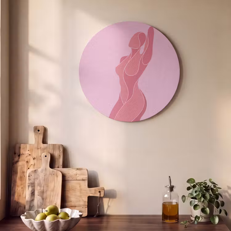 Vrouw - Lichaam - Abstract - Roze Akoestische PET Vilt - Rond klein -sfeer2