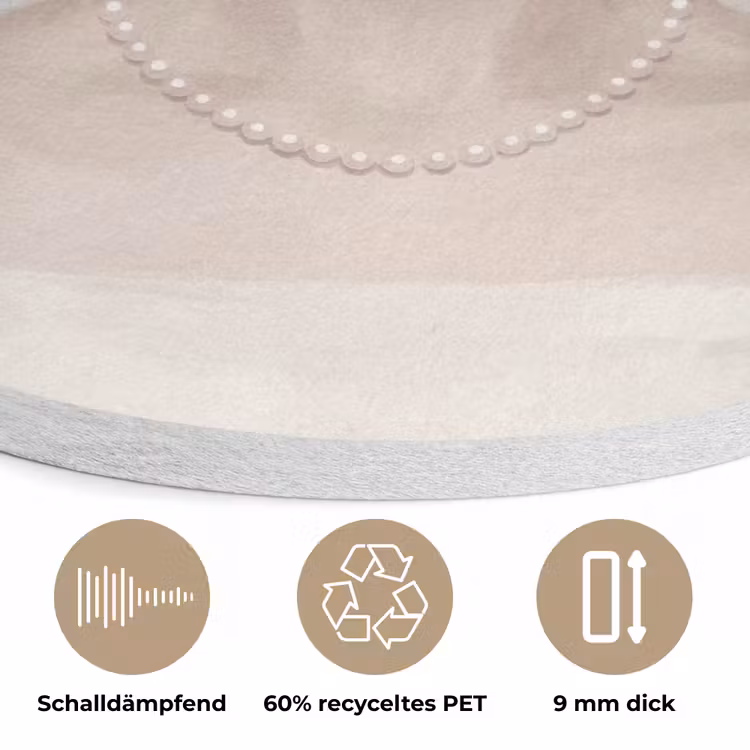 Vrouw - Cirkels - Beige Akoestische PET Vilt - Rond klein -closeup_DE