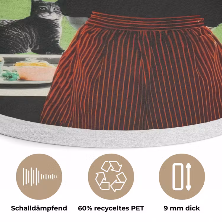 Vrouw - Keuken - Katten - Doorkijk Akoestische PET Vilt - Rond klein -closeup_DE