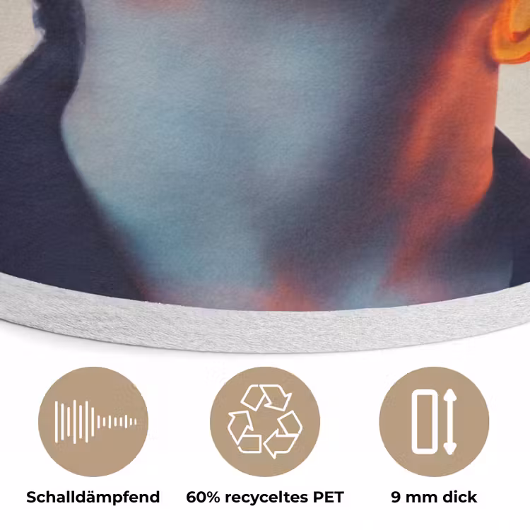 Vrouw - Oranje - Abstract - Modern - Kleurrijk Akoestische PET Vilt - Rond klein -closeup_DE