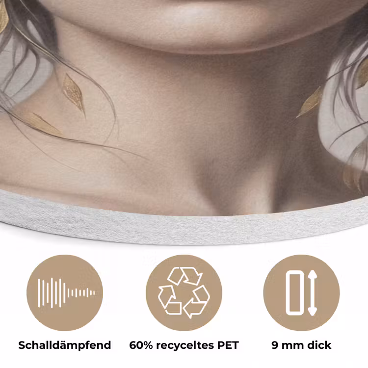 Vrouw - Pioenroos - Wit Akoestische PET Vilt - Rond klein -closeup_DE