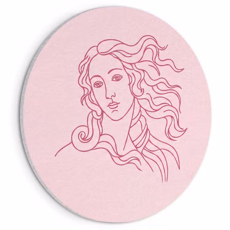 Vrouw - Portret - Klassiek - Line-art - Roze Akoestische PET Vilt - Rond klein -3d