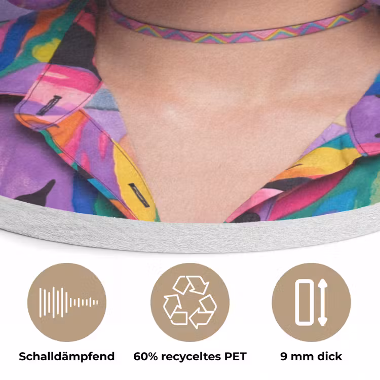 Vrouw - Portret - Make-up - Paars - Levendig Akoestische PET Vilt - Rond klein -closeup_DE