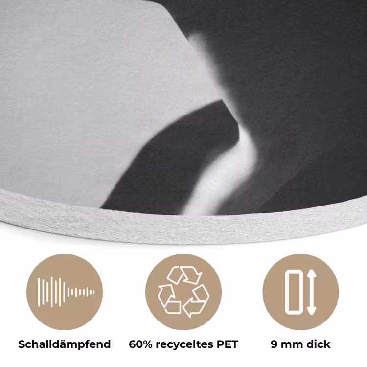 Vrouw - Profiel - Mensen - Zwart-wit Akoestische PET Vilt - Rond klein -closeup_DE