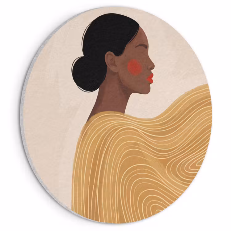Vrouw - Profiel - Modern - Abstract - Kunst Akoestische PET Vilt - Rond klein -3d