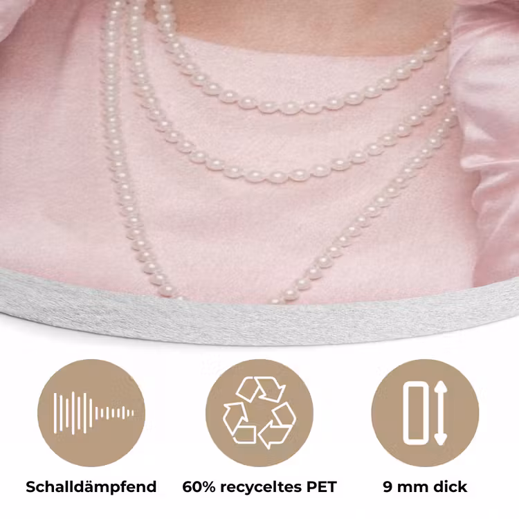 Vrouw - Roze - Parelketting - Krulspelden Akoestische PET Vilt - Rond klein -closeup_DE