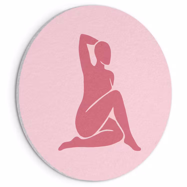 Vrouw - Silhouet - Abstract - Modern - Roze Akoestische PET Vilt - Rond klein -3d