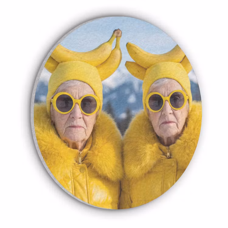 Vrouwen - Bananen - Geel Akoestische PET Vilt - Rond klein -3d