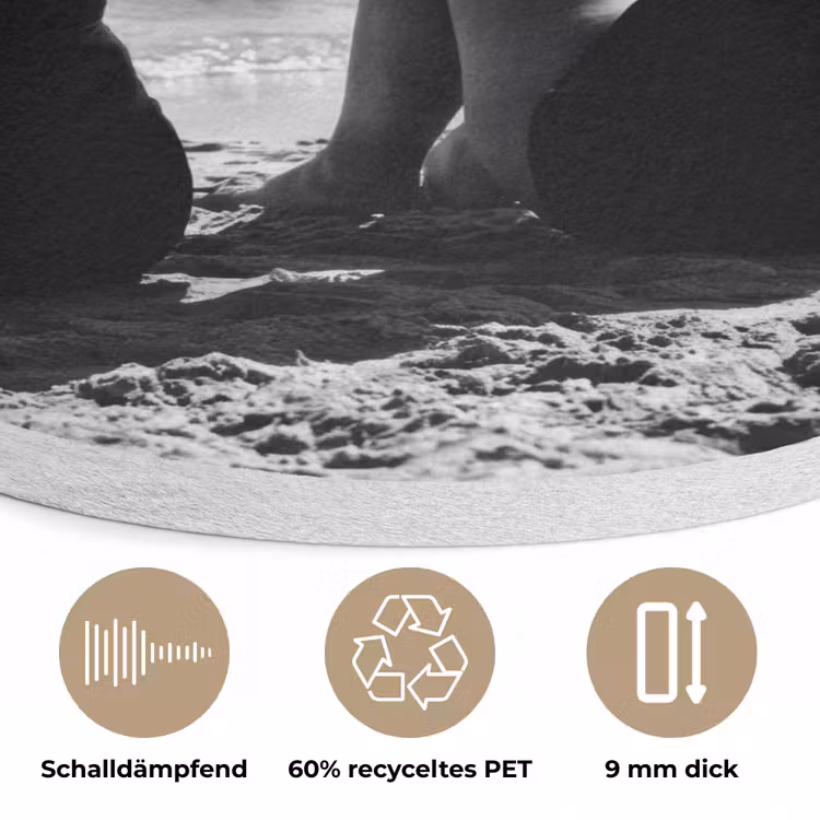 Vrouwen - Zonnehoed - Strand - Zwart - Wit Akoestische PET Vilt - Rond klein -closeup_DE