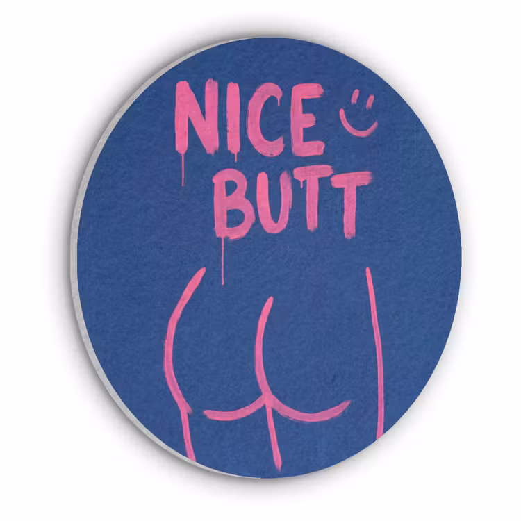 Brutaal - Grappig - Blauw Akoestische PET Vilt - Rond klein -3d