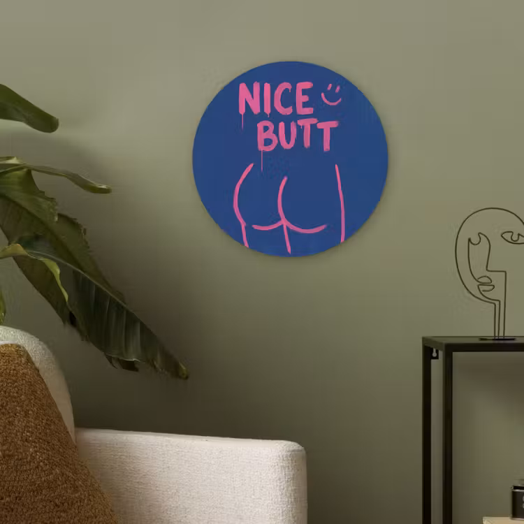 Brutaal - Grappig - Blauw Akoestische PET Vilt - Rond klein -sfeer2