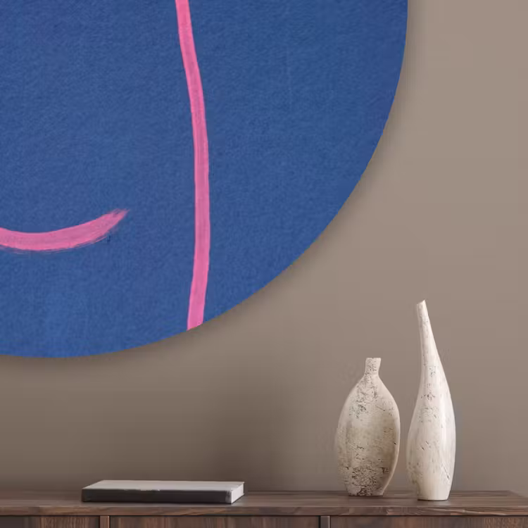 Brutaal - Grappig - Blauw Akoestische PET Vilt - Rond klein -sfeer5_closeup
