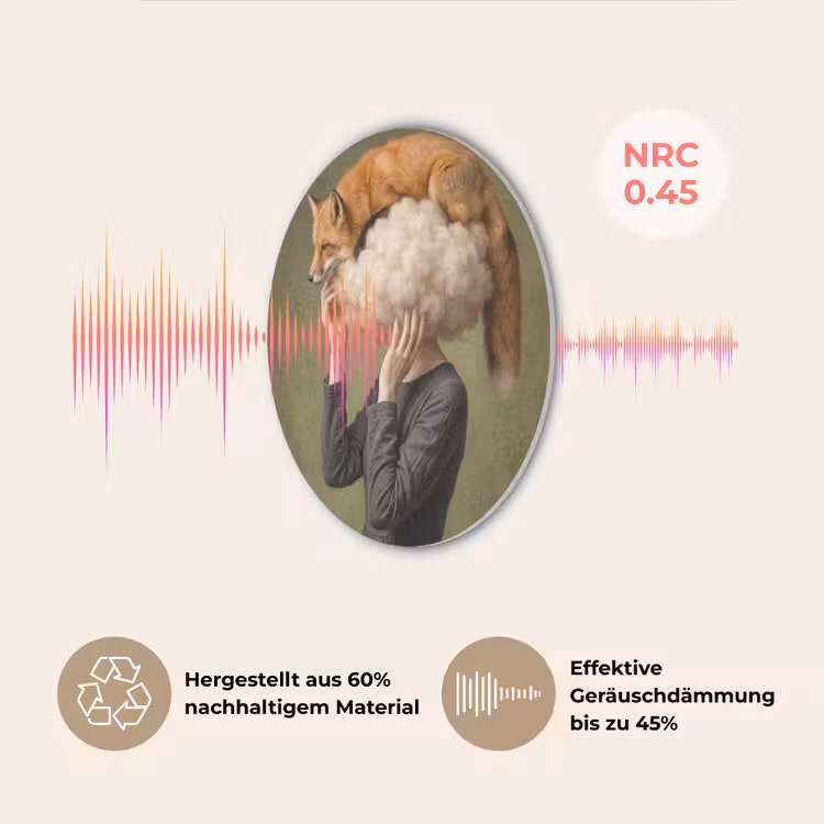 Vos - Surrealistisch - Groen Akoestische PET Vilt - Rond klein -USP_DE