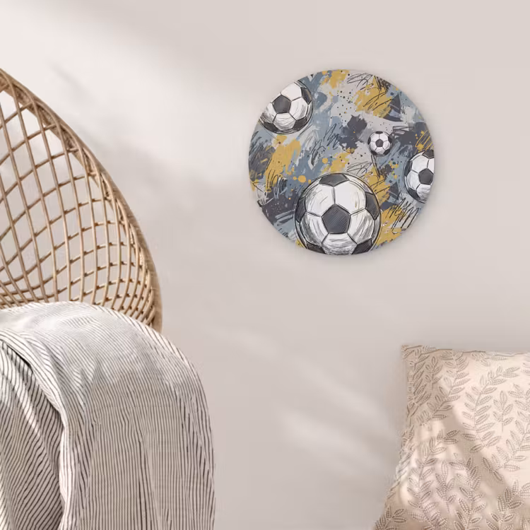 Voetbal - Abstract - Sport - Kleurrijk Akoestische PET Vilt - Rond klein -sfeer4